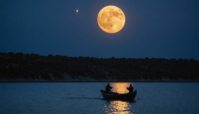 Pesca nocturna durante la fase de luna llena para aprovechar la luminosidad.