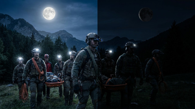 Visibilidad nocturna bajo las fases de la luna en misiones de rescate