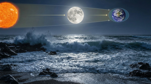 Relación entre las fases de la luna y las mareas vivas en la costa